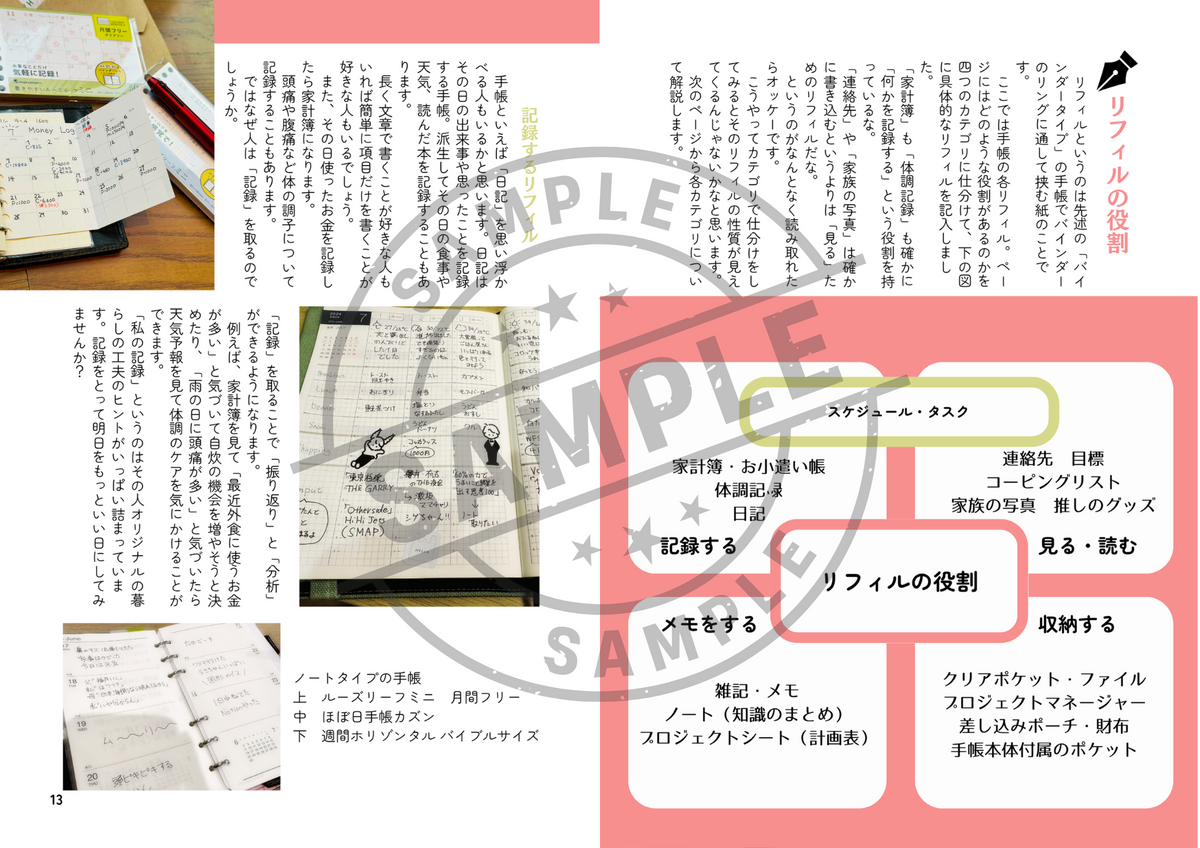 手帳の中身を整理する