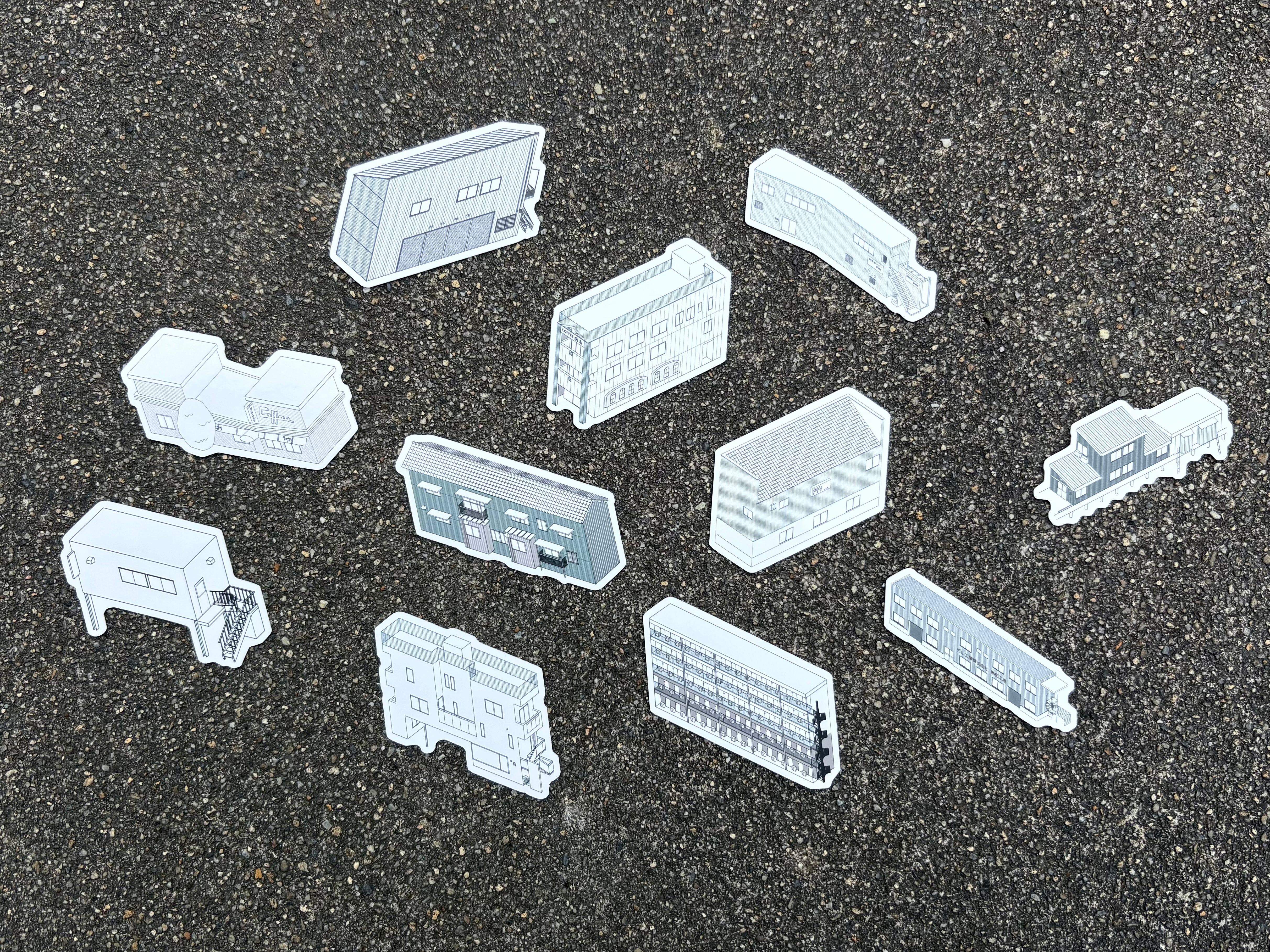 細過街区ステッカー（建築ステッカー）