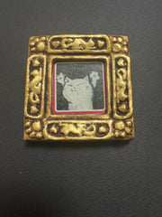 ねこ額（小） 白バンザイ レリーフ縁 金